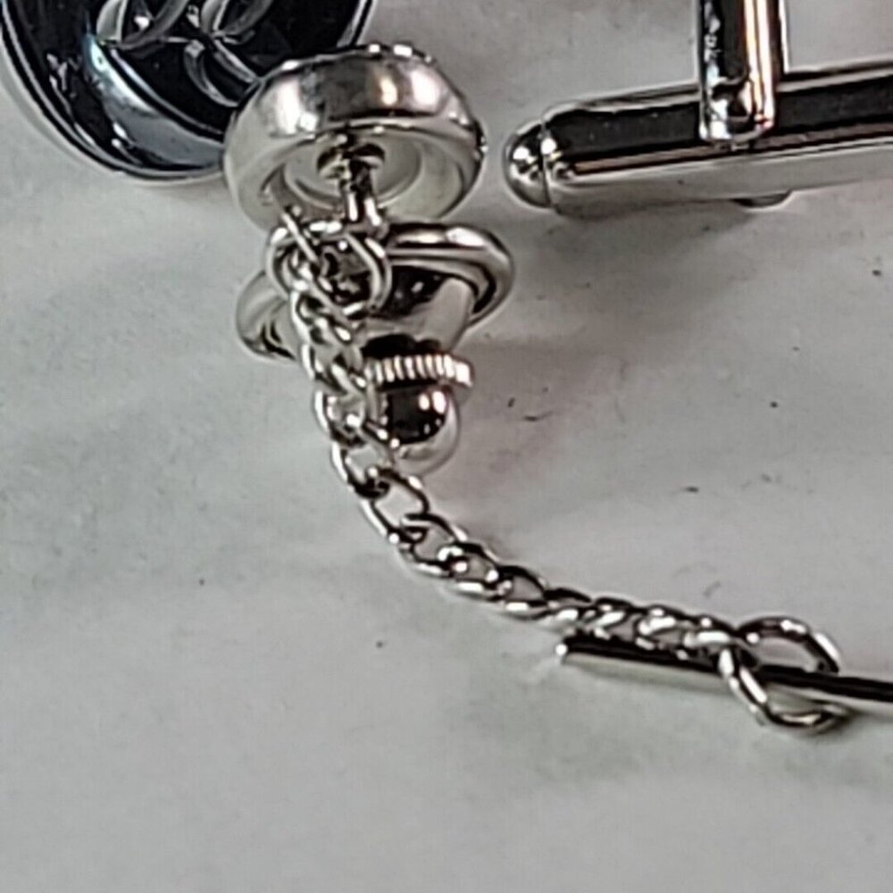 Silver Tone Monogram Script Letter B Cufflinks Ti… - image 6